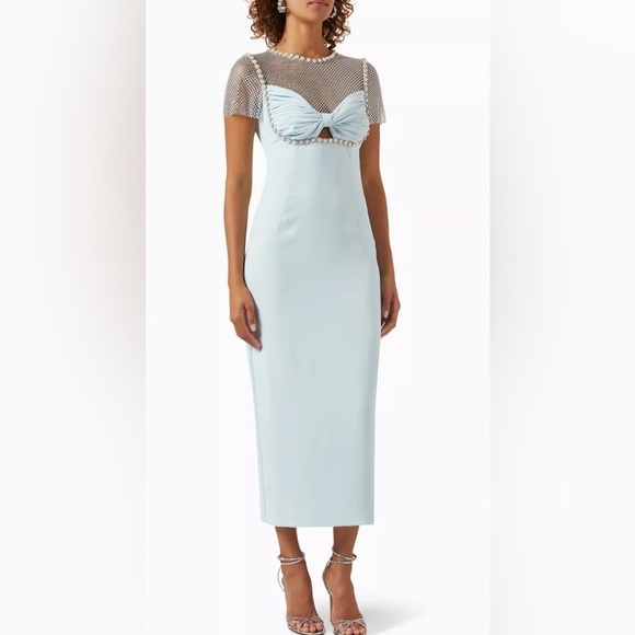 Self-Portrait blue Crepe Diamante Midi Dress NWT - Picture 4 of 11